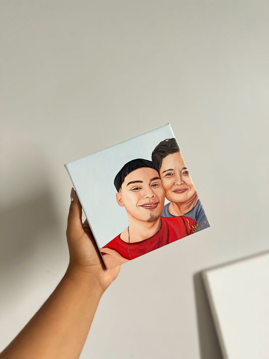 Retrato en lienzo de 15x15 cm