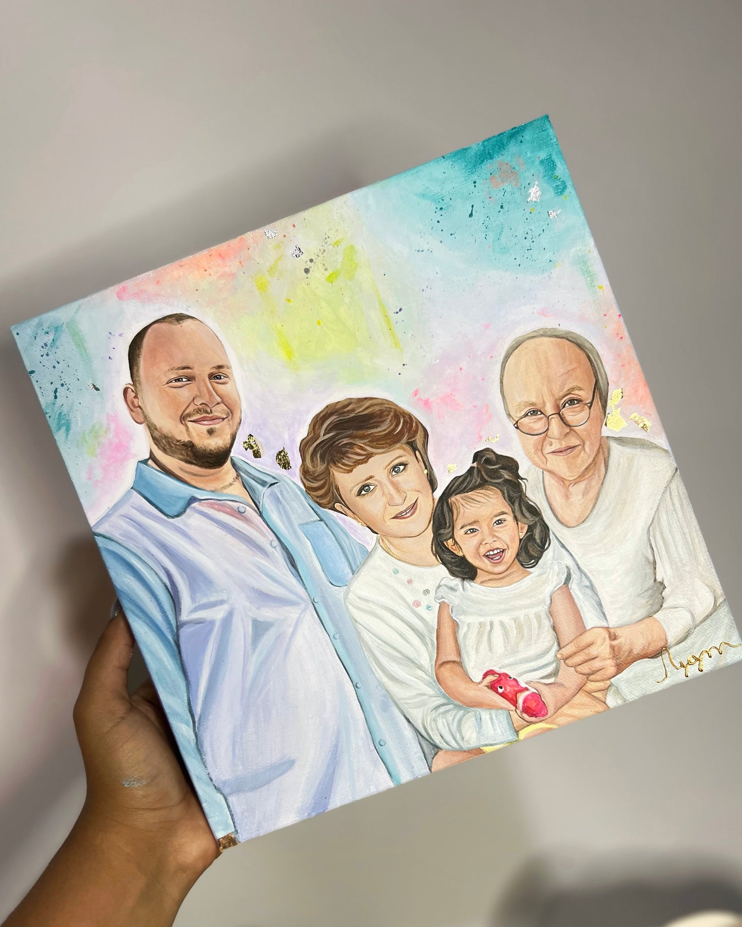 Retrato en lienzo de 25x25 cm/ 20x25 cm